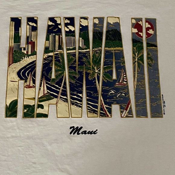 Maui Hawaii Island Graphic T-Shirt Mens Size XL Fruit Of the Loom - Picture 2 of 12